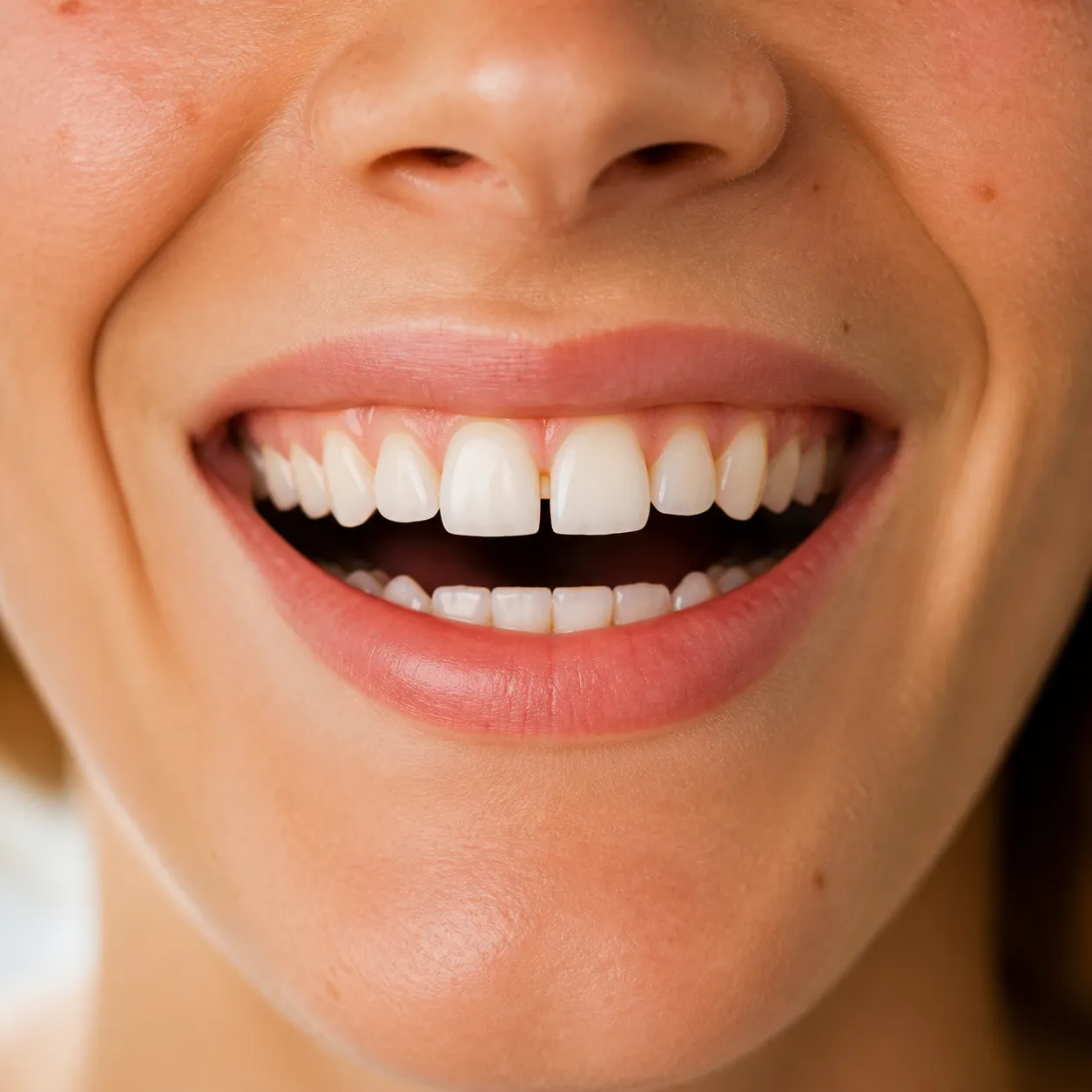 A relaxed laughing mouth, cropped below the eyes