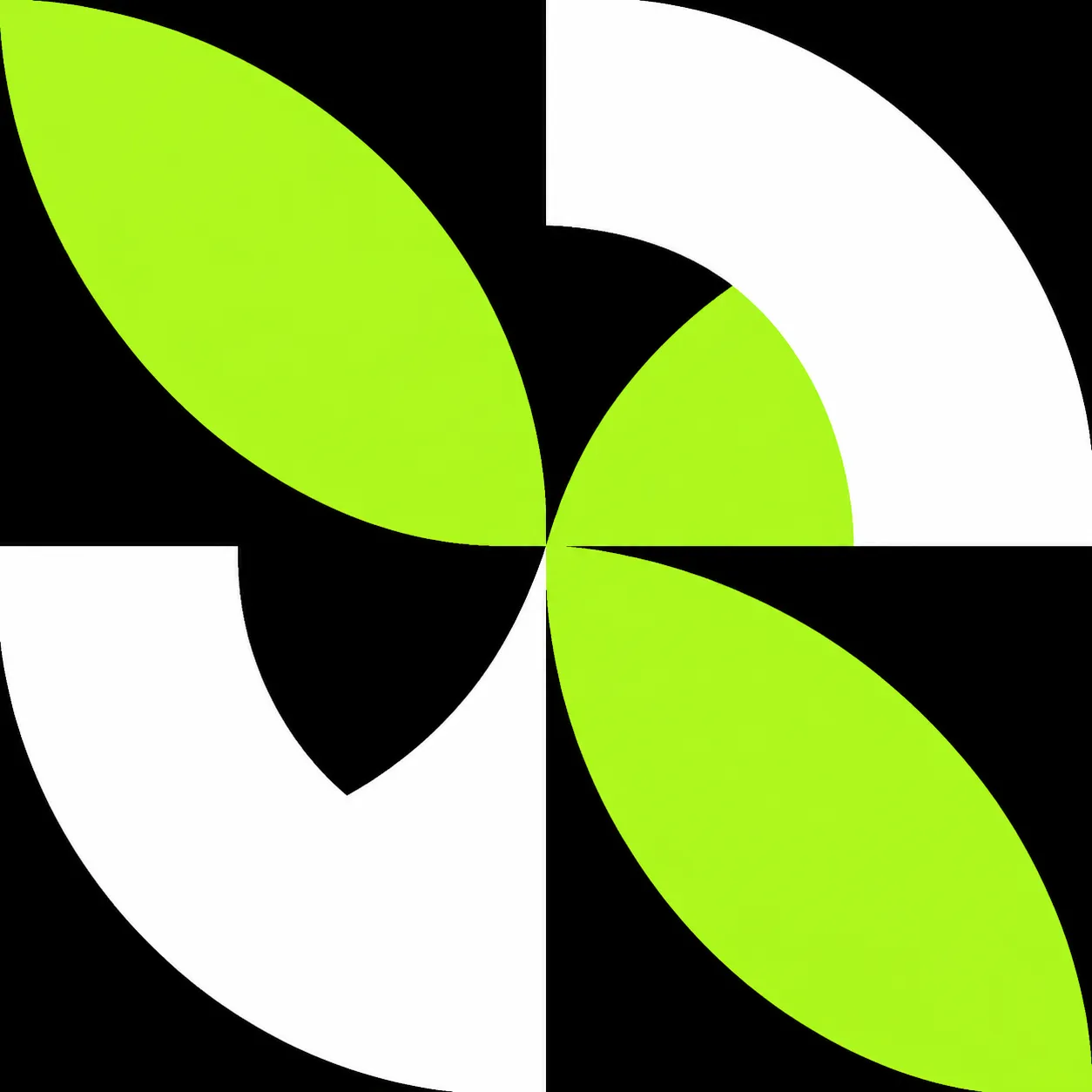 Flat abstract still of interlocking quarter circles